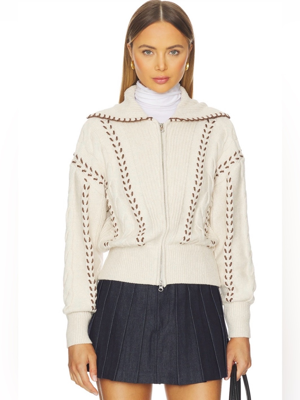 Rails lune sweater oatmeal brown whip stitch S